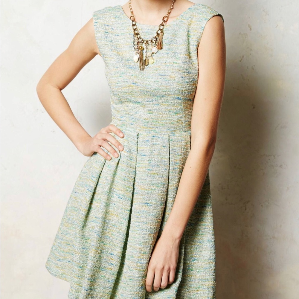 Paper Crown Tweed Pleated Dress